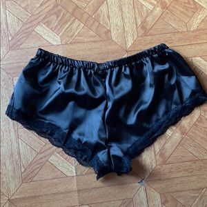 Satin black lingerie shorts